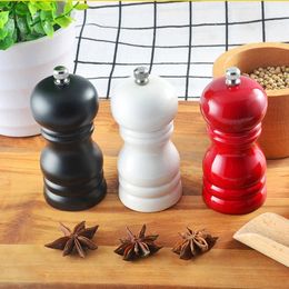 Manual 4 Salt Pepper Grind Mills Solid wood PU paint Adjustable Kitchen Grinding Tool Freshly Ground Flavor 230308