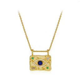 Chains Trendy Handbag Natural Lazurite Necklace 925 Silver Fashion Accessories High Quality 18k Gold Plated Gemstone Jewellery