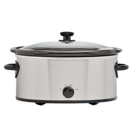 Mainstays 6 Quart Oval Slow Cooker, Stainless Steel Finish, Glass Lid, Model # MS54100112168S