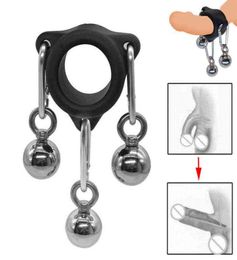 Silicone Cock Ring Penis Training Rings Enlargement Gravity Physical Extender Metal 3 Ball Stretcher Pendant Sex Toys For Men 21116227096
