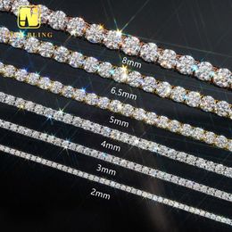Cheapest Price Tennis Chain 3mm 4mm 5mm Gra Hip Hop Jewelry 925 Sterling Silver Vvs d Color Diamond Moissanite Necklace