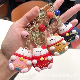 Hefeng Zhaocai Cat Pendant Car Keychain Female Cute Keychain Cat Bag Pendant Drip Glue Finished Product