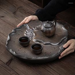 Tea Trays Ceramic Valet Serving Tray Japanese Desk Luxury Storage Irregular Water Absorbed Plateau Office Accessories YY50