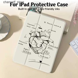 Tablet PC Cases Bags Sketch Heart Case Compatible With iPad 9.7-Inch (6th/5th Generation 2018/2017)Mini4/5 Air4/5 10.9inWith Pen HolderY240321Y240321