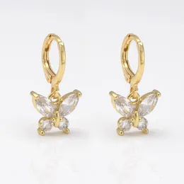Hoop Earrings Insect Series Pendant Earring Brass Anti-rust Flying Butterfly Women's Micro Inlay Crystal CZ Female Couple Jewellery