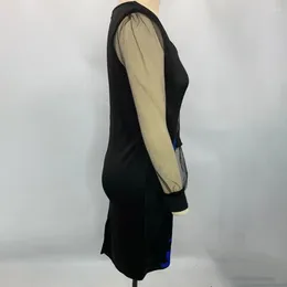 Casual Dresses T-shaped Silhouette Dress Elegant V Neck Mesh Sleeve Midi For Women Printed Sheath Knee Length Formal Commute Plus
