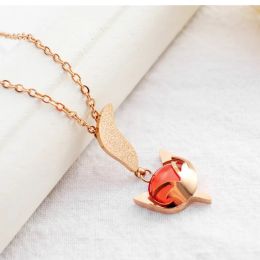 Fashion New Titanium Teel Fox Hape Necklace Net Red Personality Versatile Tainless Teel Collarbone Chain Female