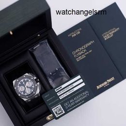 Business Fashion AP Wrist Watch Epic Royal Oak 26420SO Black Plate Chronograph Mens Fine Steel Automatic Machinery Swiss Famous Watch Luxury Date Display Diameter