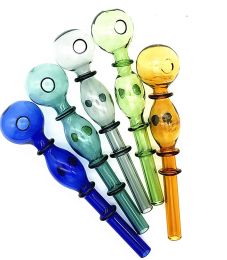 Glass Pipes Oil Nail Burning Jumbo Pipe 14CM long Big Ball Pyrex Glass Burner Concentrate mix Colours Thick Clear Great Smoking Tubes LL