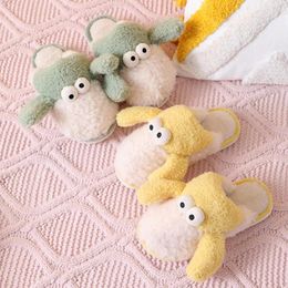 Slippers Cute Cartoon Sheep Shoes Winter Women Men Down Soft Sole Flat Household Short Plush Warm Couples