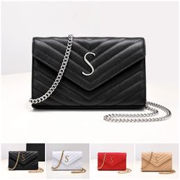 Designer Bag Fashion Ladies Chain Crossbody V Grain Leather Shoulder Bag Luxury Tote Classic Envelope Bag Black Medium Phone Pouch wallet bag charm