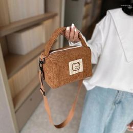 Evening Bags Corduroy Cute Bear Crossbody Bag Handbag Women's Japanese Soft Shoulder Student Handheld Bento