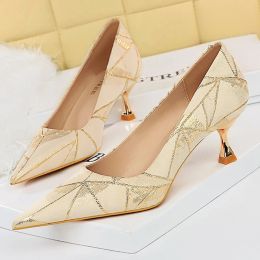 Pumps BIGTREE Shoes Women 5.5 Cm Kitten Heels Metal Heel Women Pumps Elegant Luxury Banquet Shoes Sexy Ladies Shoes Large Size 42 43