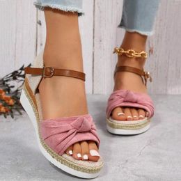 Sandals Women Colorblock Knot Espadrille Lightweight Vacation Faux Suede Ankle Strap Shoes Womens Bohemian Low Heel