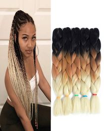 24Inch 100gPack Kanekalon Jumbo Box Braiding Hair Extensions Ombre Kanekalon Jumbo Crochet Box Braids Hair6290852