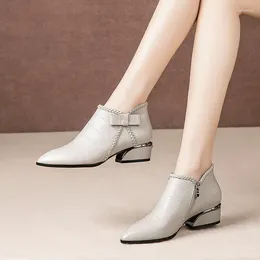 Dress Shoes 2024 Fashion Women's Single Temperament Solid Colour Zipper Decoration Pointed Spring And Autumn Rubber Sole Women