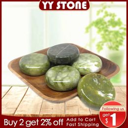 Face Massager 6x6cm Hydrotherapy Hot Stone Beauty Stone Massage Green Stone Natural Stone Heat Relieving Stress Relaxation Massage Jade Massage Set 240321