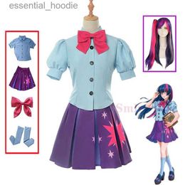 cosplay Anime Costumes Twilight Sparkle Com Human Dress Cosplay Com Adult Pink Set Halloween Carnival Cosplay Comes for Women Girls UniformC24321