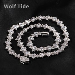 New Arrival Punk Full Clustered Diamond Hip Hop Necklace For Men Personalized Square Cubic Zirconis Chain Sweater Rapper Jewelry Iced Out Crystal Party Necklaces