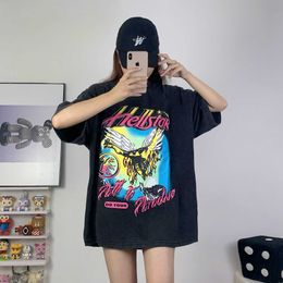 High Quality Hellstar studio 2024 Summer New Fashion T-shirt High Quality Washed and Worn Out Fashion Loose Short sleeved T-shirt for Men and Women