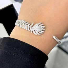 CH feathers bangle Sterling silver Suitable for 14-19CM wrist for woman designer bracelet bangle details are consistent with the genuine product premium gifts S037