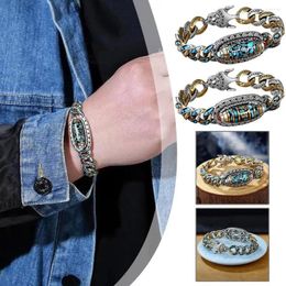 Link Bracelets Vintage Men Turquoise Six-character Mantra Nine-eyed Dzi Meditation Bead Luck Buddhist Bracelet Religious Belief G A2Z1