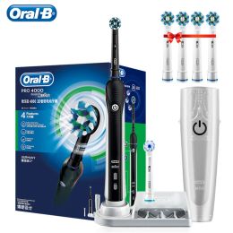 Heads Original Oral B Pro4000 Ultrasonic Electric Toothbrush Inductive Rechargeable Teeth Whitening Oral Deep Clean Gift 6 Brush Heads