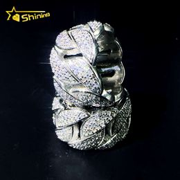 Designer Jewellery Hot Selling Hip Hop S925 VVS Moissanite Customization available hip hop cuban iced out 925 silver moissanite engagement rings