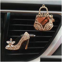 Interior Decorations Car Decor Diamond Purse Air Freshener Outlet Per Clip Scent Diffuser Bling Crystal Accessories Women Girls1 Drop Otocf