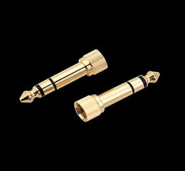 Gold 6.35mm Male to 3.5mm Female Plug Stereo Connector Headphone Jack o Screw Adapter Converter2445359