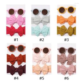 Hair Accessories 3/1Pcs Baby Knit Headband Bow Born Elastic Soft Nylon Band For Kids Pink Red Colour Headwear