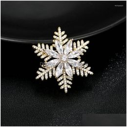 Pins Brooches Glitter Cubic Zirconia Crystal Snowflake For Women Clothes Accessories Brooch Pin Woman Fashion Jewellery Christmas Gifts Dh2At