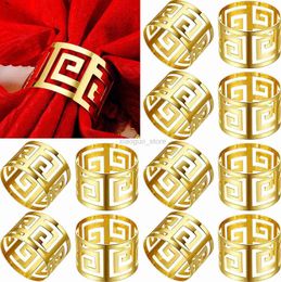 Towel Rings 12 Packs Hollow Out Napkin Rings Holders Serviette Buckle Household Napkin Adornment for Wedding Party Dinner Table Decoration 240321