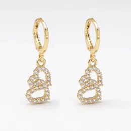 Hoop Earrings Cubic Crystal Heart Dangle Blue Eye Piercing Ear Hole Jewellery Buckle Earring Fashion Brass Wedding