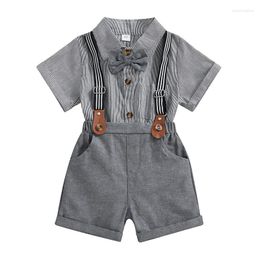 Clothing Sets Pudcoco Toddler Baby Boy Gentleman Set Stripe Pattern Short Sleeve Shirt With Suspender Shorts 2Pcs Outfit 6M-4T