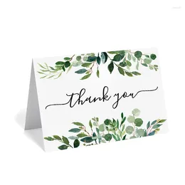 Party Decoration 4.25x5.5"Greenery Leaves Thank You Cards (Bulk 10-Pack) And White Envelopes Set For Birthday Baby Shower Weddings Favours