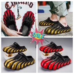 Dragon Hole Shoes with a Feet Feeling Thick Sole Sandals Summer Beach Men's Shoes Toe Wrap GAI breathe freely size Painted Five Claw thick sole silvery cool