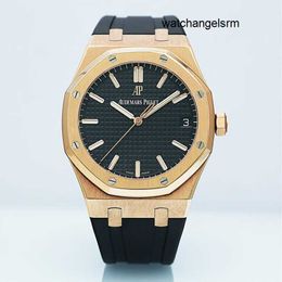 Celebrity Wristwatch Female AP Wrist Watch Royal Oak Series 18K Rose Gold 41mm Automatic Mechanical Mens Watch 15500OR