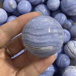 Decorative Figurines Natural Blue Lace Agate Stone Striped Crystal Sphere DIY Home Decoration