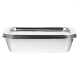 Dinnerware Sets Appetiser Serving Platter Stainless Steel Storage Box Butter Dish With Lid Holder For Home