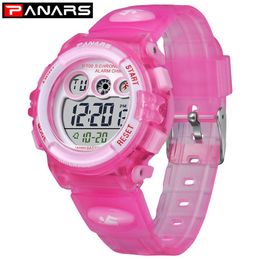 PANARS Red Chic New Arrival Kid's Watches Colourful LED Back Light Digital Electronic Watch Waterproof Swimming Girl Watches 8191t