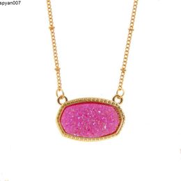 Pendant Oval Necklace Gold Color Chain Hexagon Style Luxury Designer Brand Fashion Jewelry Womenpendant Gift