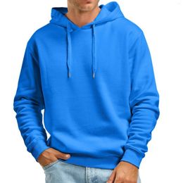 Men's Hoodies Autumn Loose Comfortable Solid Colour Pullover Sweatshirt Casual Versatile Drawstring Hooded With Pocket