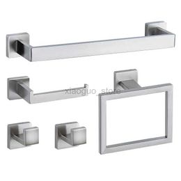 Towel Rings Wall Mount Stainless Steel Black Gold Bathroom Hardware Set Towel Bar Towel Ring Paper Holder Robe Hook Bathroom Accessories Set 240321