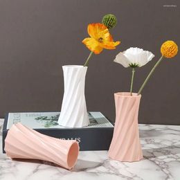 Vases Minimalist Plastic Colored Vase Nordic Imitation Ceramic Flower Hydroponic Pot Dining Table Wedding Decor