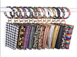 Bangle Keychain Wristlet Purse PU Leather Bracelets Keyring Hanging Change Purse Card Phone Bag Women Girls Christmas Jewellery 10pc3554642