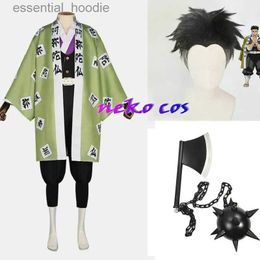 cosplay Anime Costumes Gyomei Himejima Green Uniform Role Playing Wig Bracelet Hashira Japanese Mens KimonoC24321