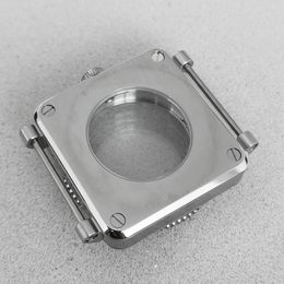 Modified watch accessory 42MM stainless steel square case with sapphire glass and steel inner shadow fitting NH35/36 movement