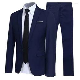 Men's Suits Men Gentleman Suit 2Pcs Formal Uniform Long Sleeve Lapel Blazer Jacket With Pants Office Meetings Business Wedding Party Outfits