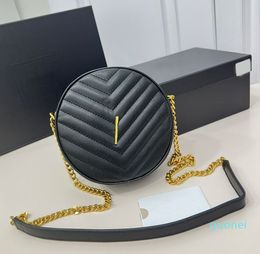 Round Crossbody Bag Leather Fashion Letters Designer Chain Shoulder Bags Small Plain Handbags Purse 2024
